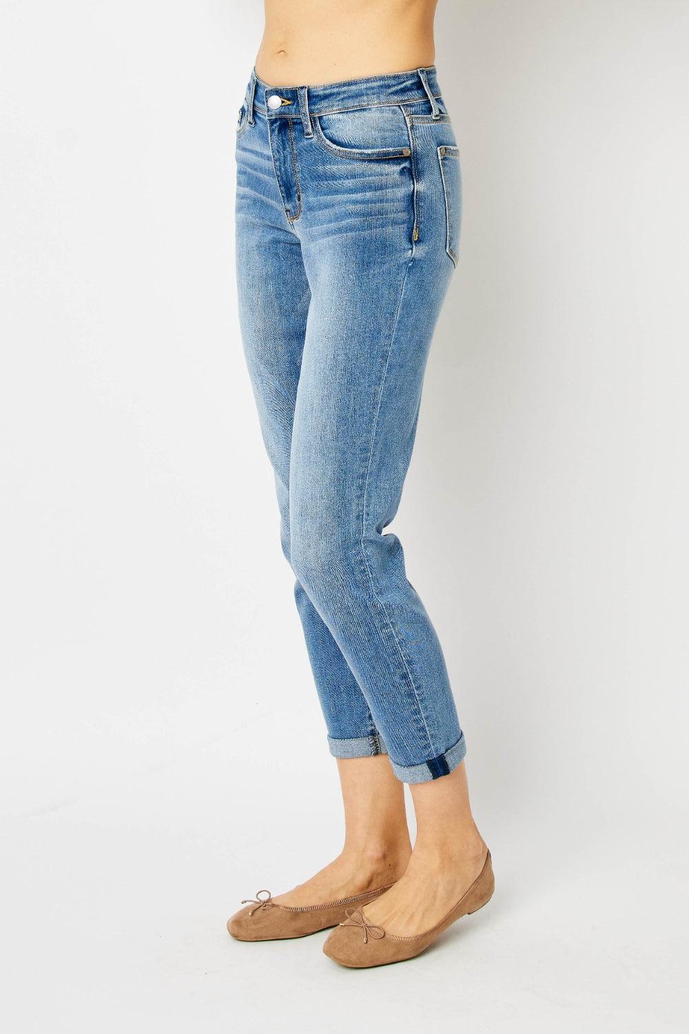 Judy Blue Full Size Cuffed Hem Slim Jeans Carauana Store