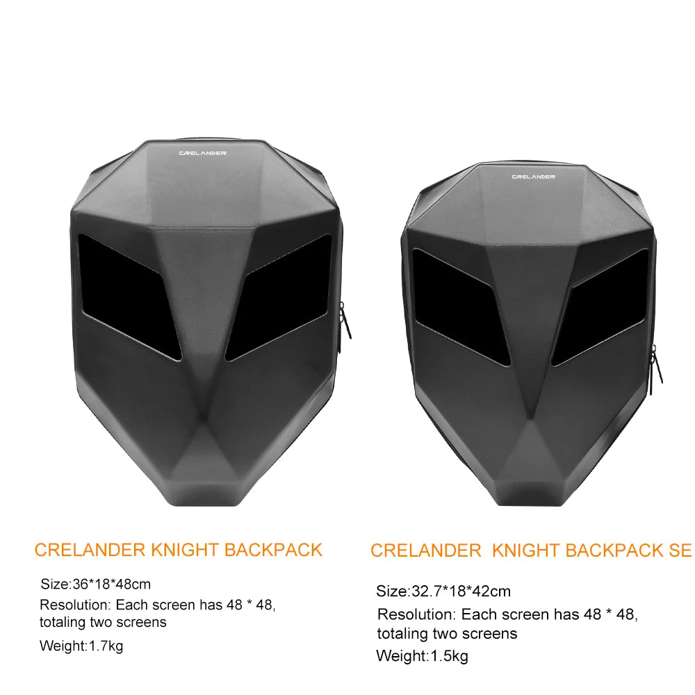 Two black backpacks with screen-like surfaces on a white background