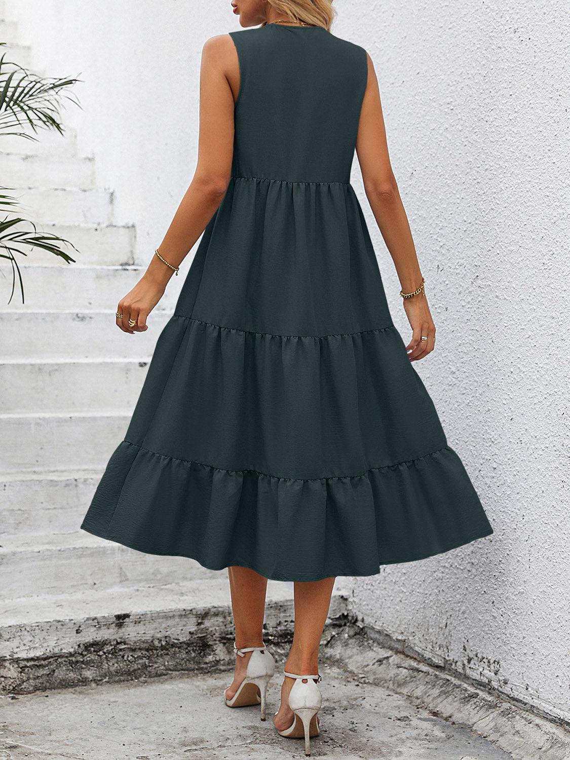 V-Neck Sleeveless Tiered Dress Carauana Store
