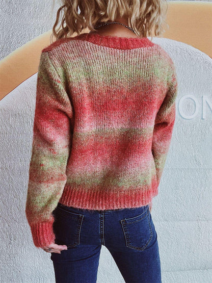 Gradient Heart Shape Button V-Neck Cardigan Carauana Store