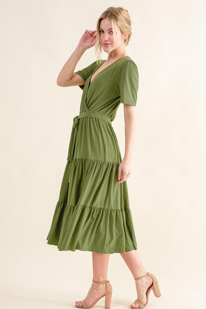 And The Why Soft Short Sleeve Tiered Midi Dress Carauana Store