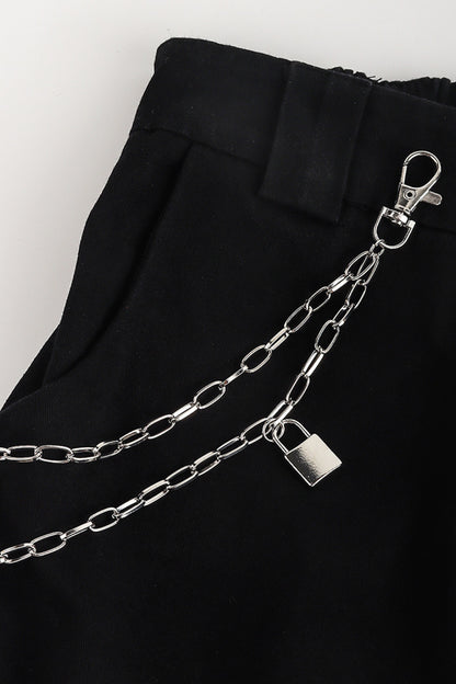Double Layered Iron Chain Belt with Lock Charm Carauana Store