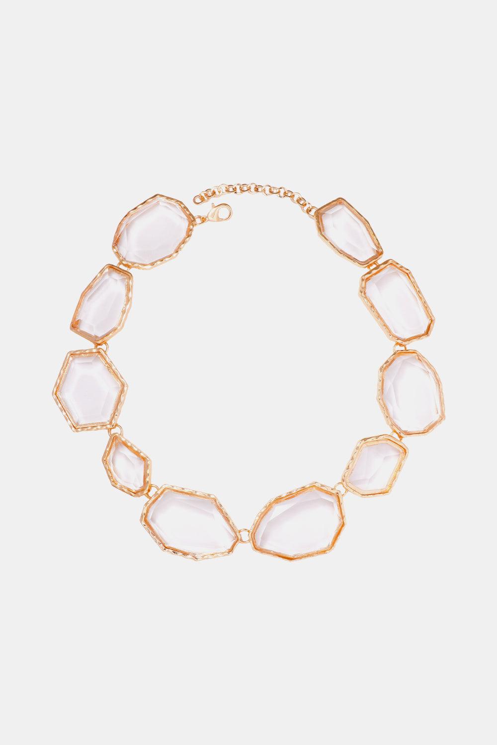 Geometrical Shape Zinc Alloy Frame Resin Necklace Carauana Store