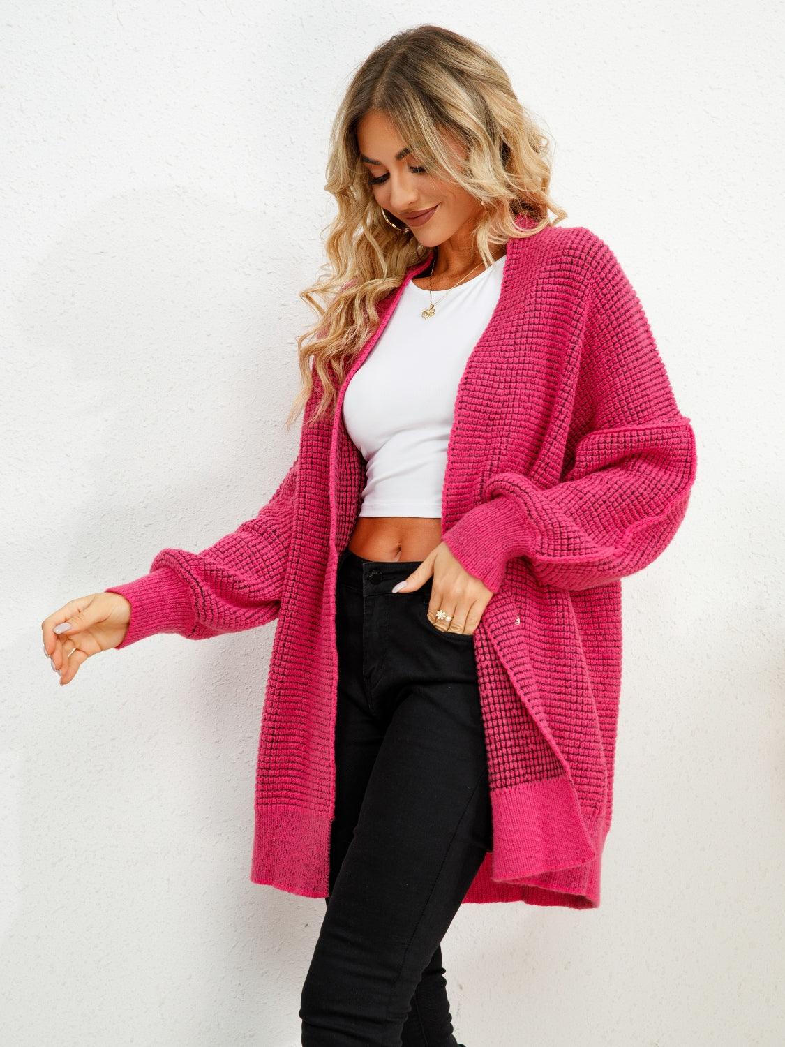 Open Front Dropped Shoulder Cardigan Carauana Store