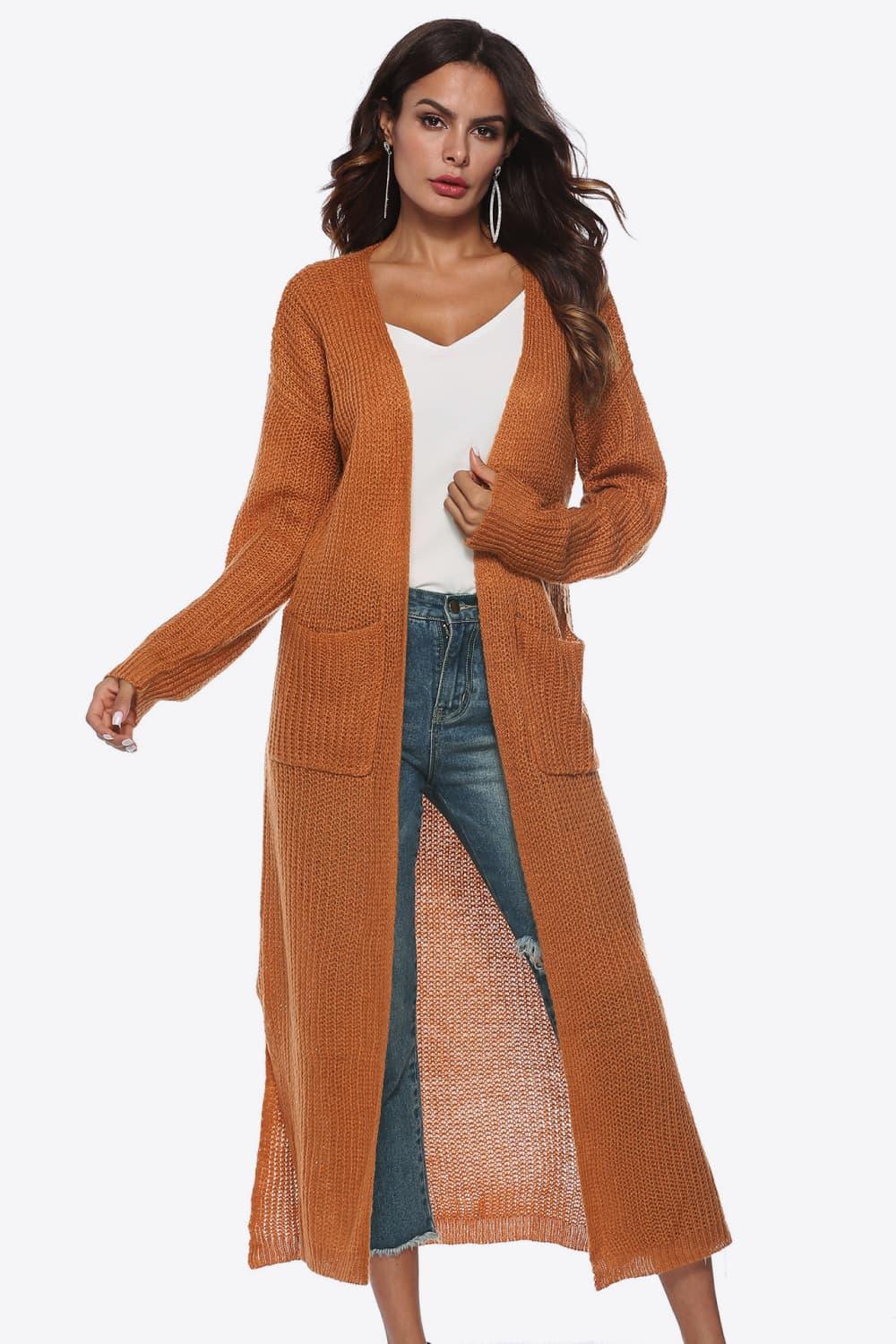 Long Sleeve Open Front Buttoned Cardigan Carauana Store