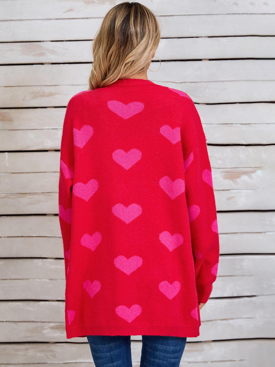 Angel Wings Heart Open Front Long Sleeve Cardigan Carauana Store