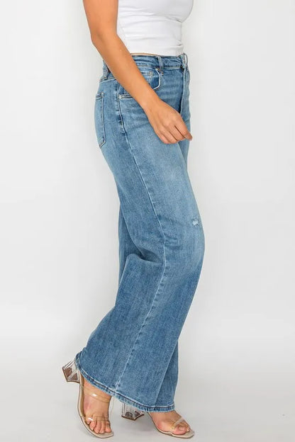 bytos Full Size High Rise Wide Leg Jeans with Pockets Carauana Store