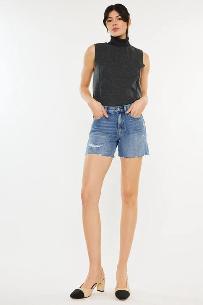 Kancan Distressed High Waist Denim Shorts Carauana Store