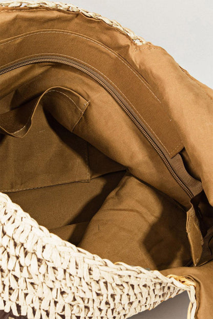 Fame Striped Straw Braided Tote Bag Carauana Store