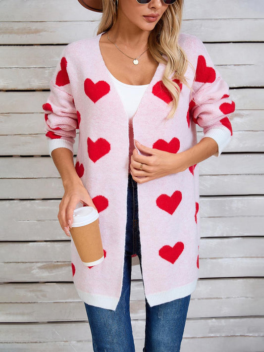 Angel Wings Heart Open Front Long Sleeve Cardigan Carauana Store