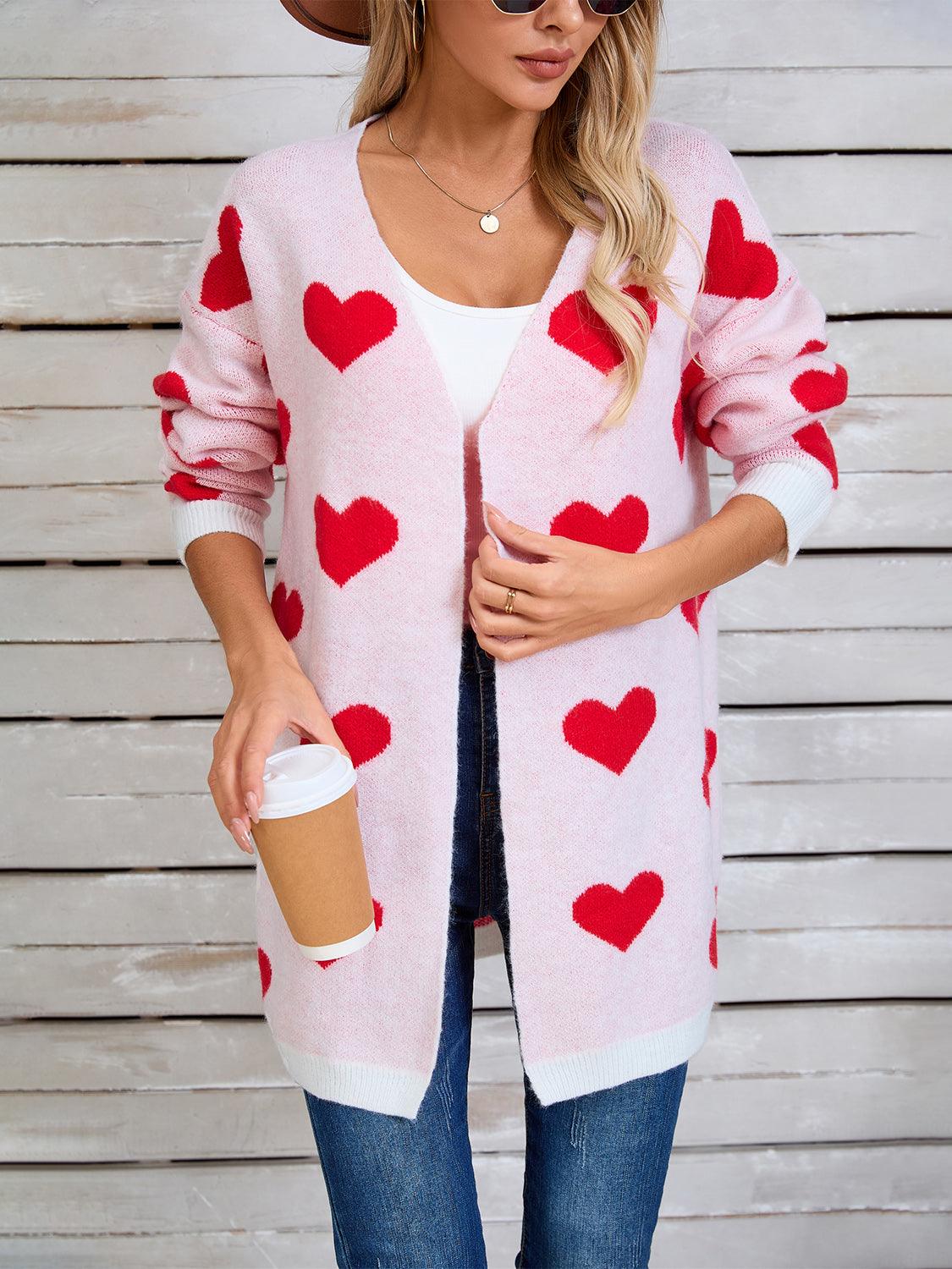 Angel Wings Heart Open Front Long Sleeve Cardigan Carauana Store