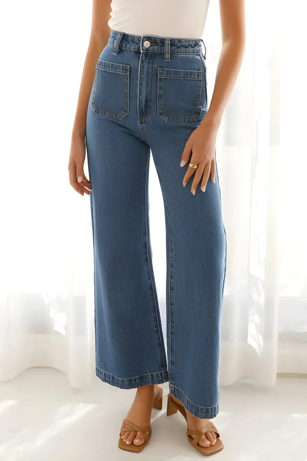 High Waist Bootcut Jeans with Pockets Carauana Store