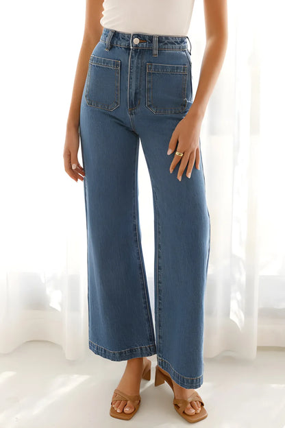 High Waist Bootcut Jeans with Pockets Carauana Store