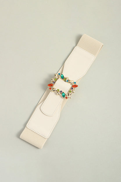 Multicolored Leaf Buckle Elastic Belt Carauana Store