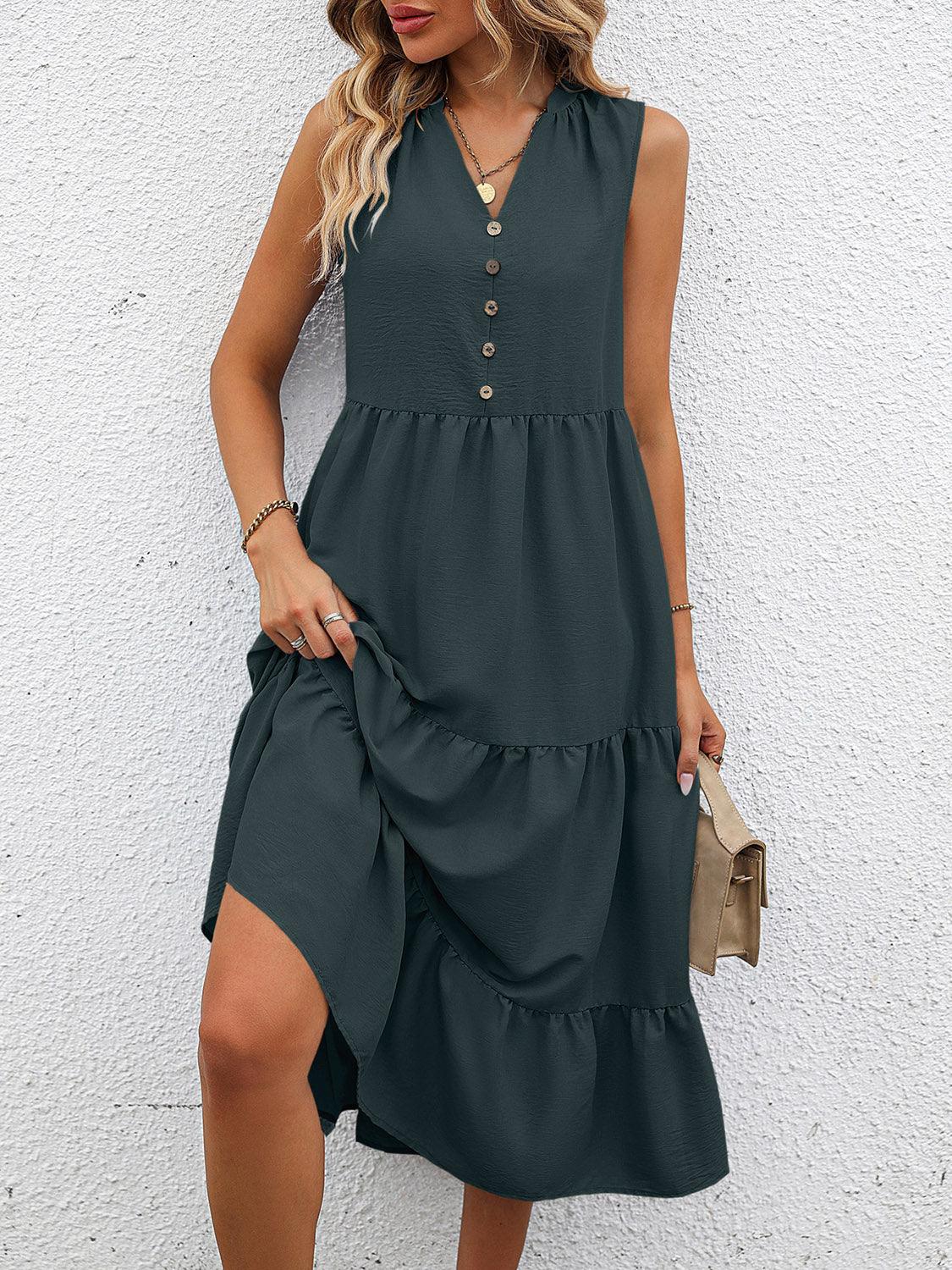 V-Neck Sleeveless Tiered Dress Carauana Store