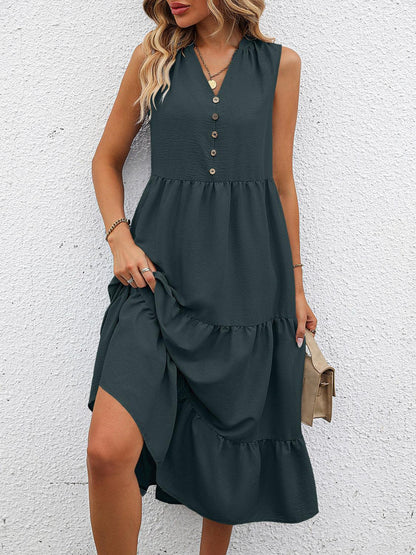 V-Neck Sleeveless Tiered Dress Carauana Store
