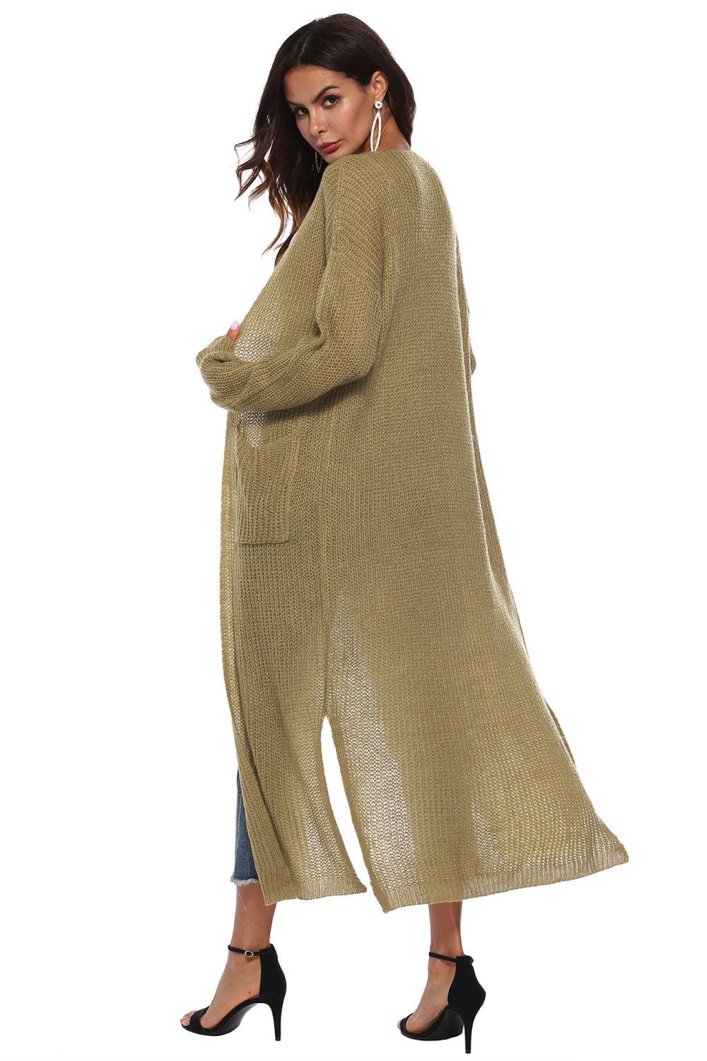 Long Sleeve Open Front Buttoned Cardigan Carauana Store