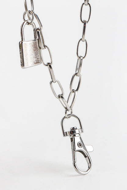 Double Layered Iron Chain Belt with Lock Charm Carauana Store