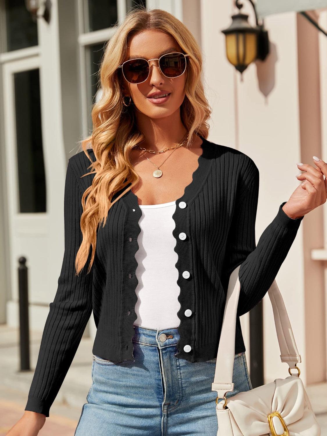 Button Up Long Sleeve Cardigan Carauana Store