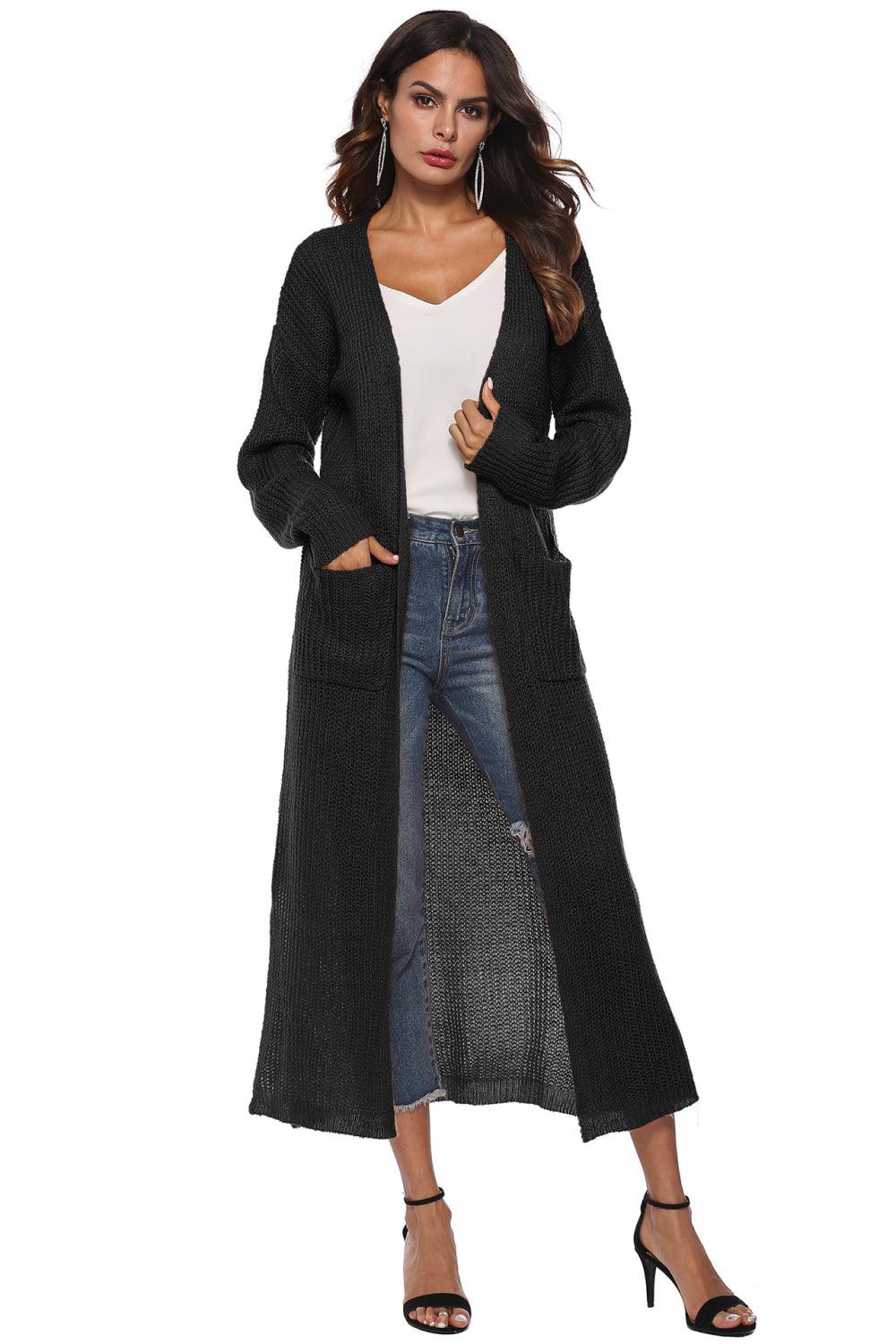 Long Sleeve Open Front Buttoned Cardigan Carauana Store