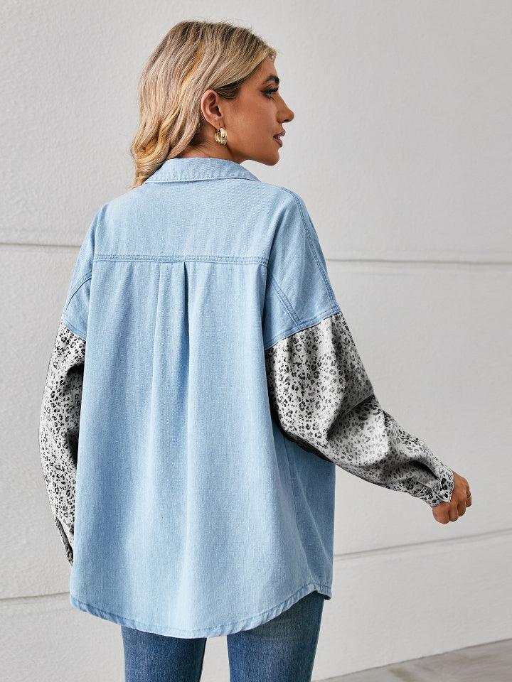 Leopard Button Up Denim Jacket Carauana Store