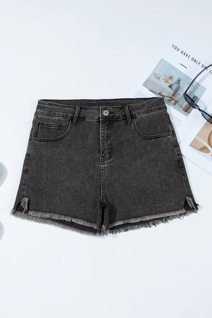 Raw Hem High Waist Denim Shorts Carauana Store