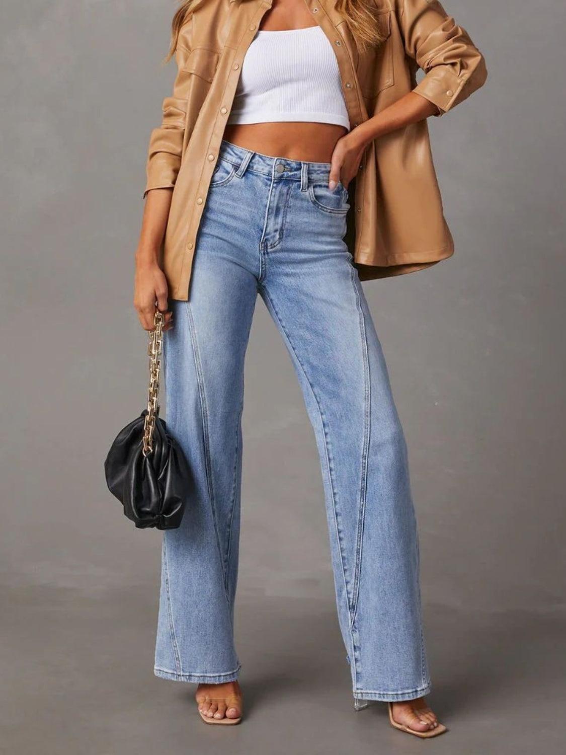 High Waist Straight Jeans with Pockets Carauana Store