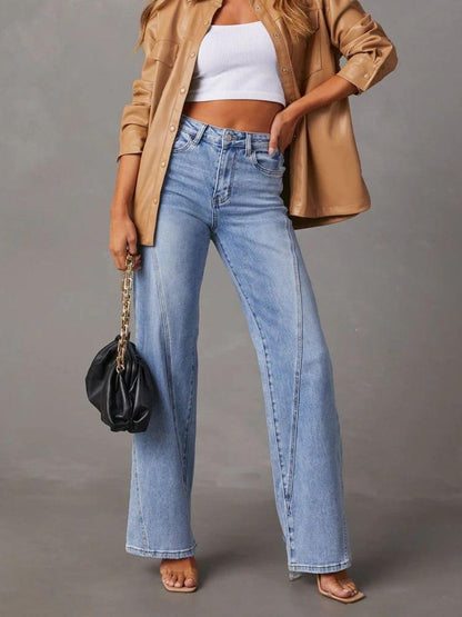 High Waist Straight Jeans with Pockets Carauana Store