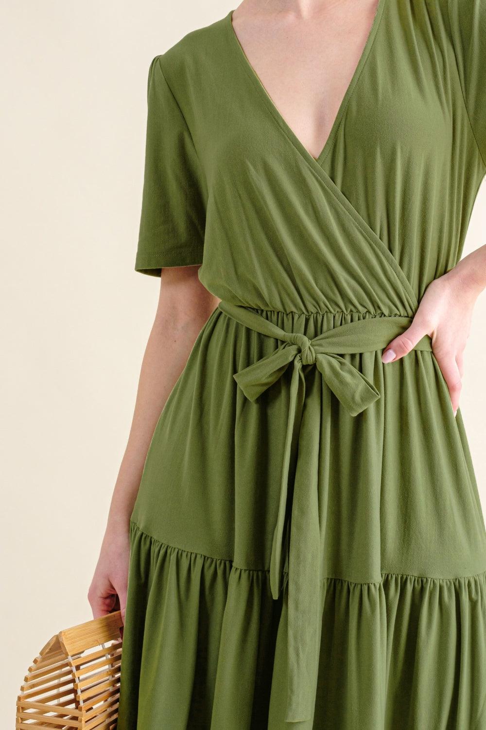 And The Why Soft Short Sleeve Tiered Midi Dress Carauana Store