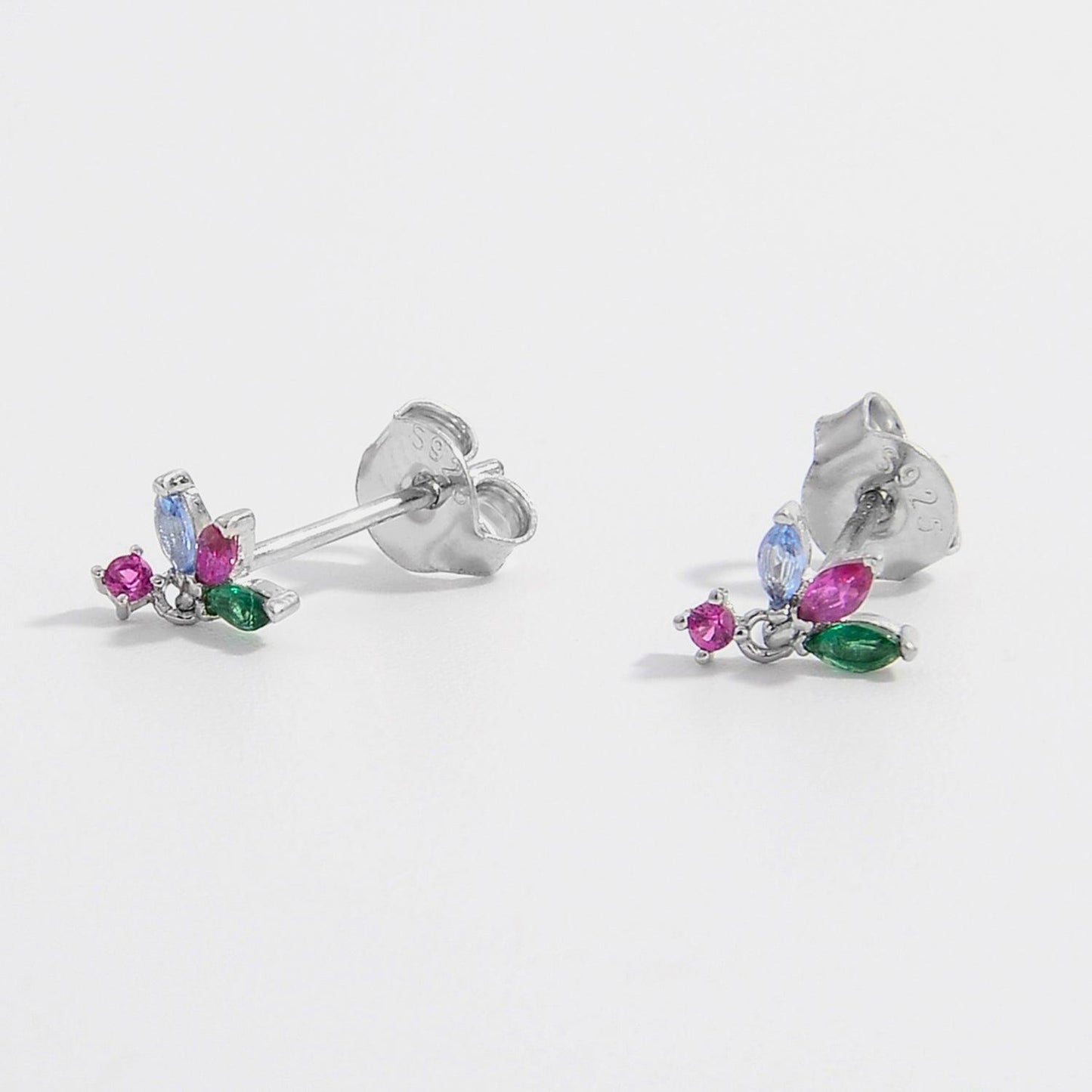 Inlaid Zircon 925 Sterling Silver Geometric Stud Earrings Carauana Store