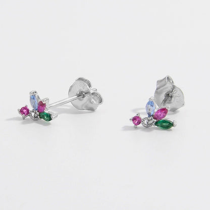 Inlaid Zircon 925 Sterling Silver Geometric Stud Earrings Carauana Store