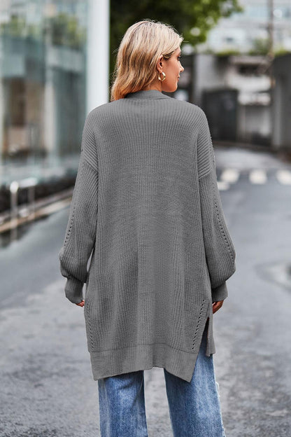 Open Front Dropped Shoulder Longline Cardigan Carauana Store