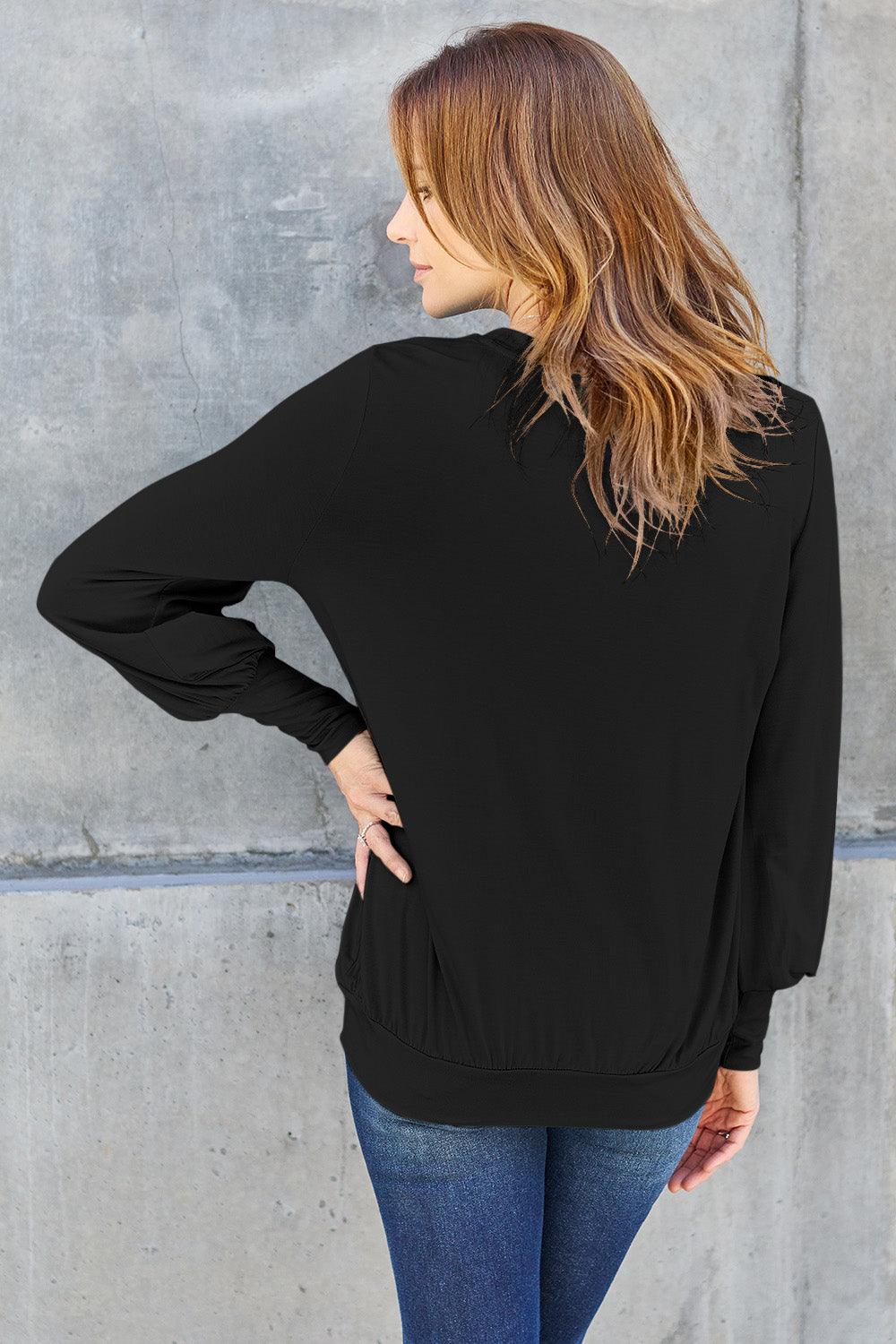 Basic Bae Full Size V-Neck Lantern Sleeve Blouse Carauana Store