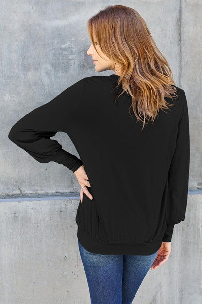 Basic Bae Full Size V-Neck Lantern Sleeve Blouse Carauana Store