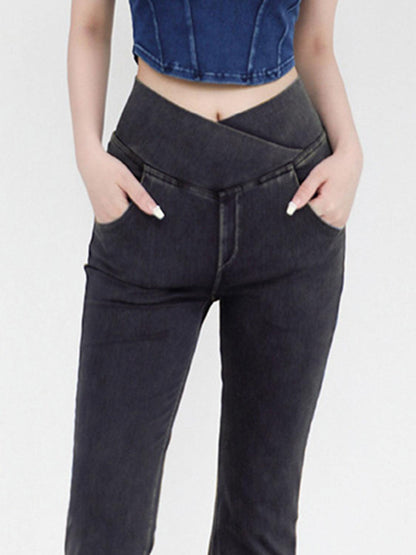 Wide Waistband Bootcut Jeans with Pockets Carauana Store