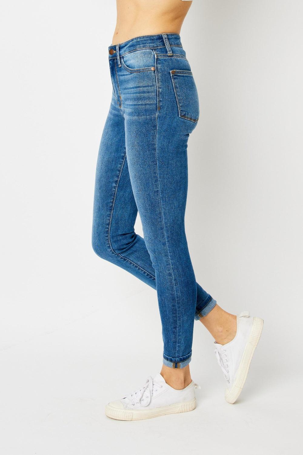 Judy Blue Full Size Cuffed Hem Skinny Jeans Carauana Store