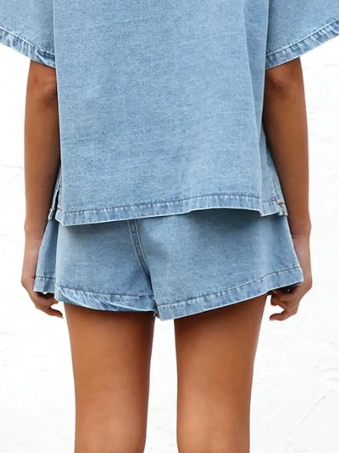 Elastic Waist Denim Shorts Carauana Store