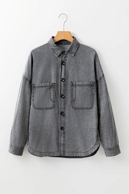 Button Up Long Sleeve Denim Jacket Carauana Store