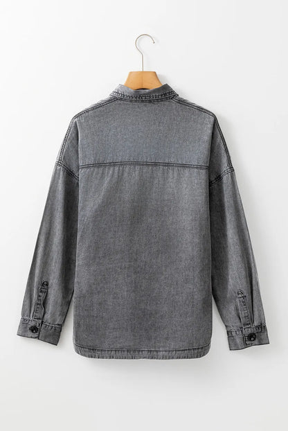 Button Up Long Sleeve Denim Jacket Carauana Store