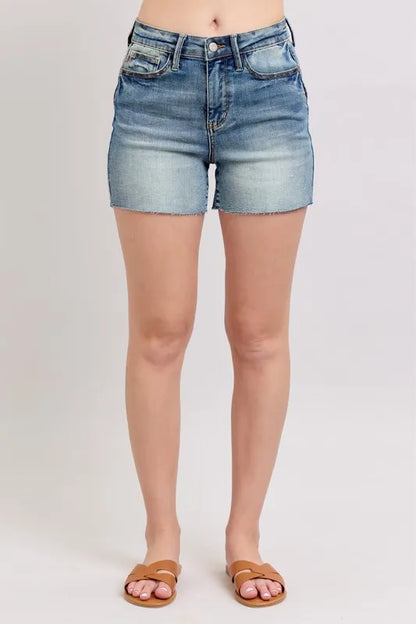 Judy Blue Full Size High Waist Star Seam Detail Denim Shorts Plus Size Carauana Store