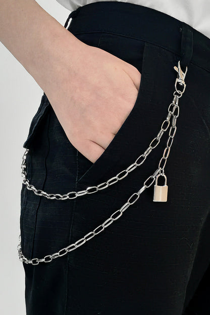 Double Layered Iron Chain Belt with Lock Charm Carauana Store