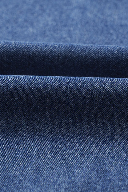 Short Sleeve Collared Patched Pocket Denim Mini Dress Carauana Store