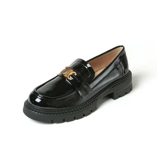 Round Toe Block Heel Loafers Carauana Store