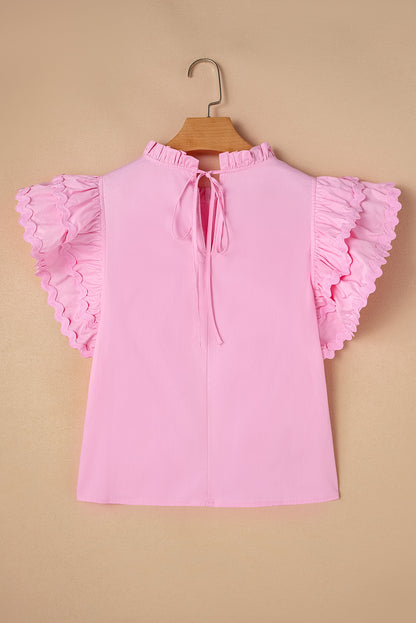 Bonbon Ricrac Ruffled Sleeve Frilled Collar Blouse