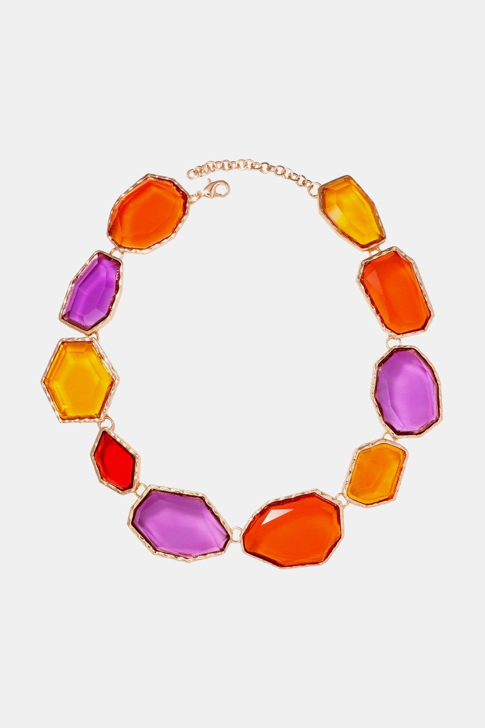 Geometrical Shape Zinc Alloy Frame Resin Necklace Carauana Store