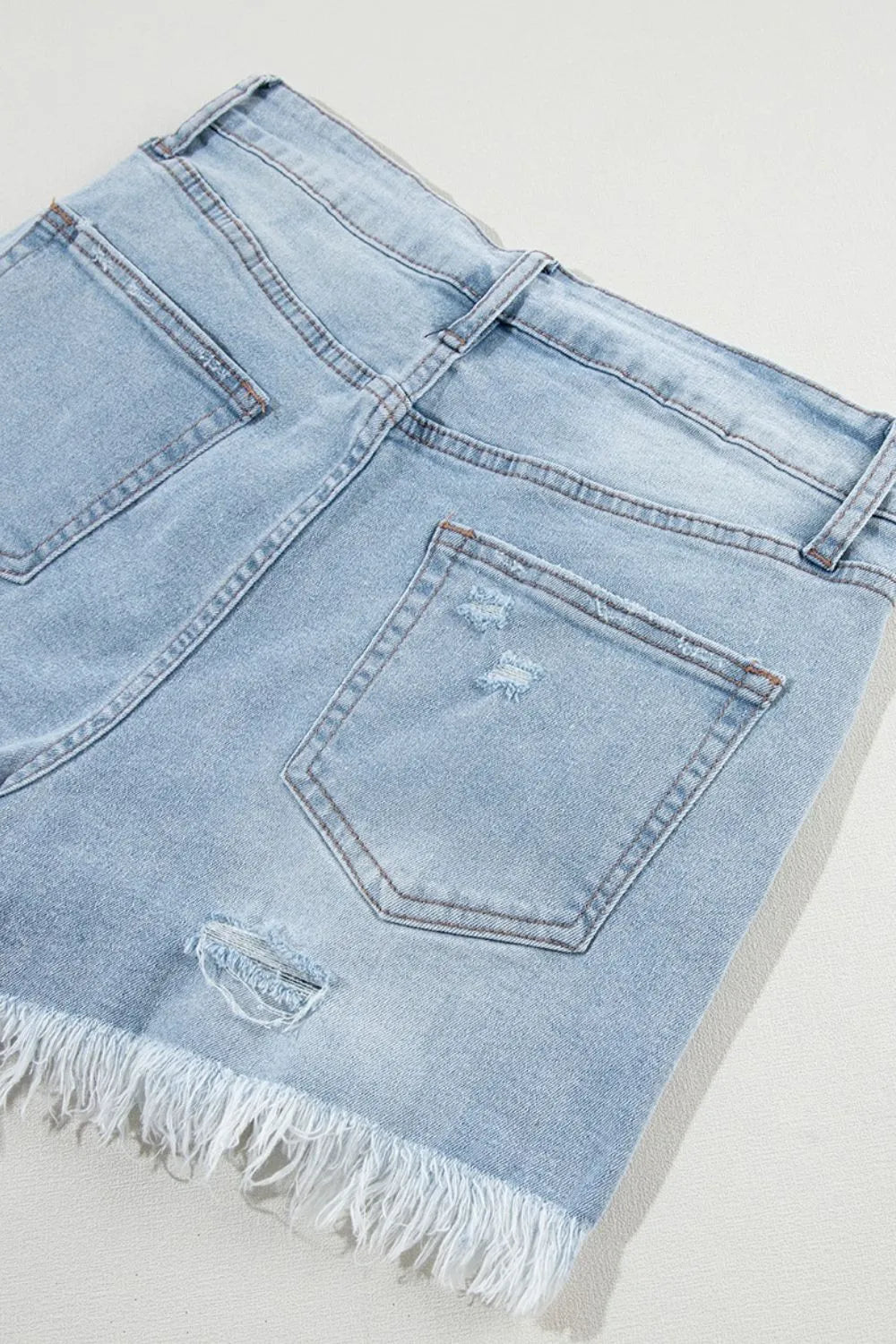 Distressed Raw Hem High Waist Denim Shorts Carauana Store