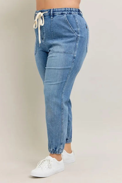 Judy Blue Full Size High Waist Denim Jogger Plus Size Carauana Store