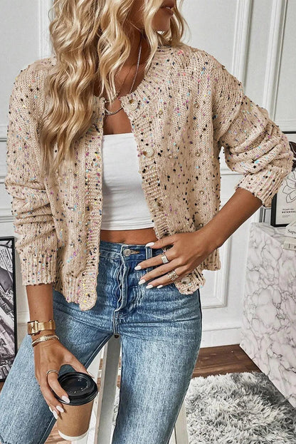 Confetti Button Up Long Sleeve Cardigan Carauana Store