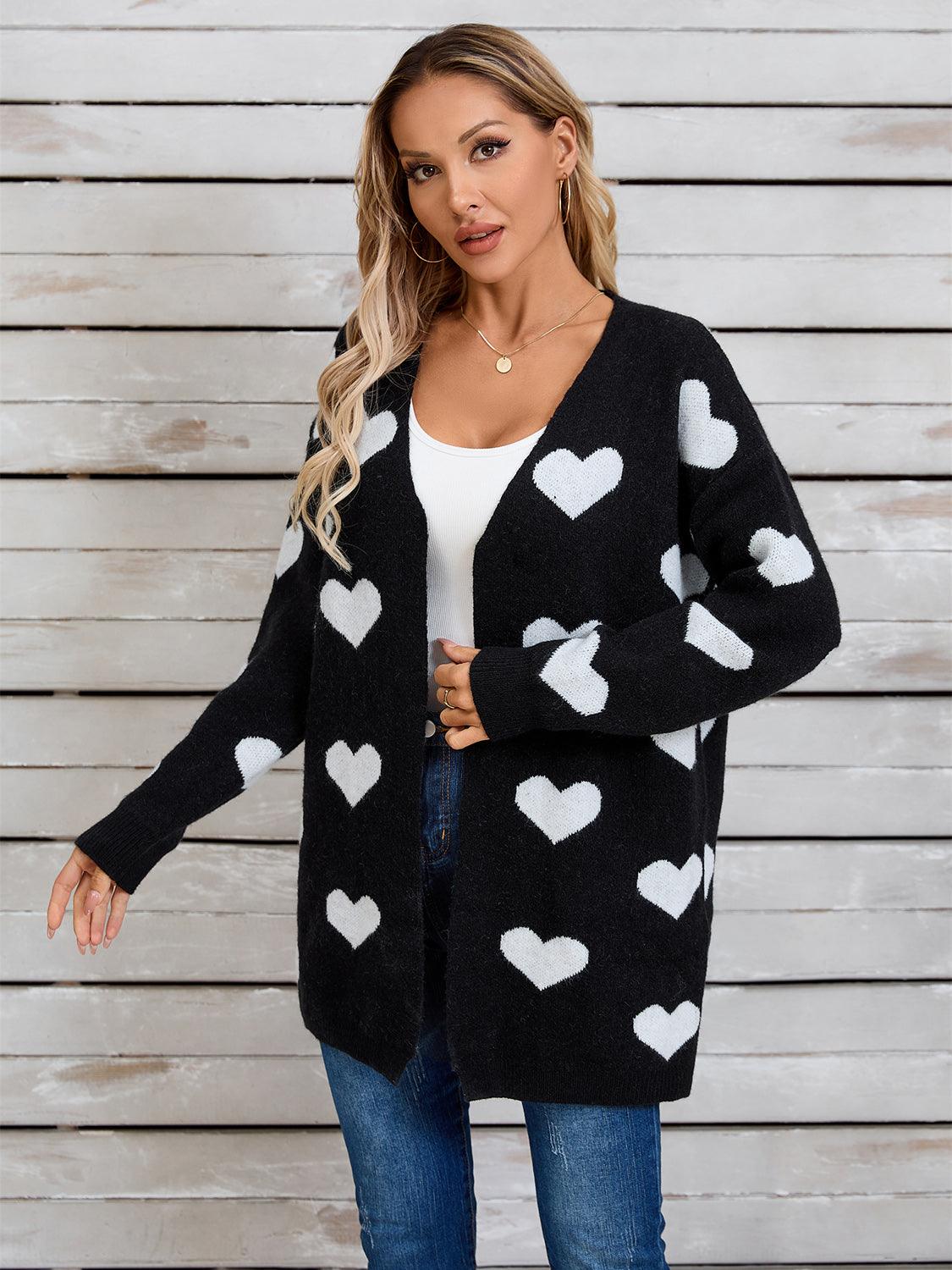 Angel Wings Heart Open Front Long Sleeve Cardigan Carauana Store