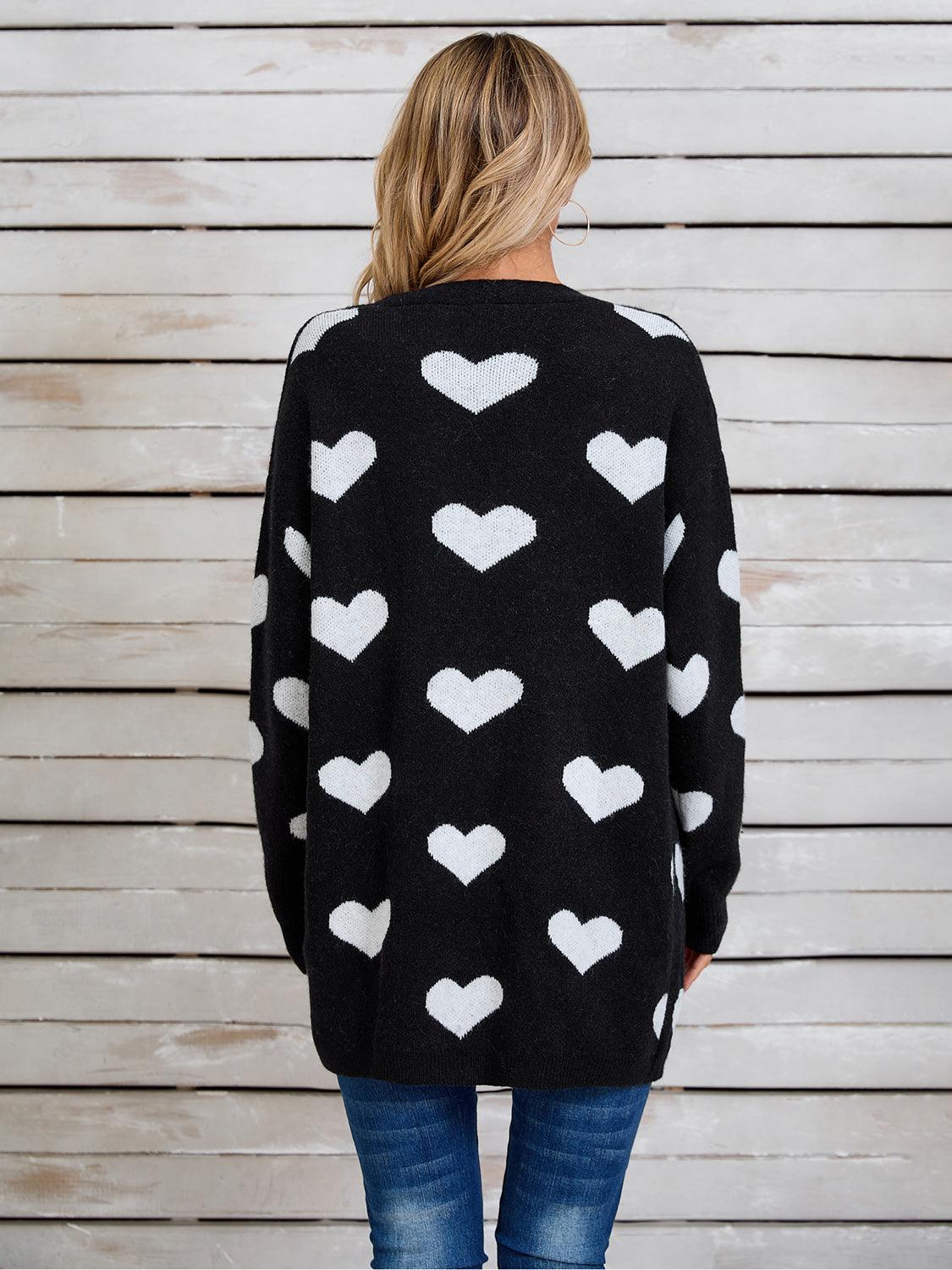 Angel Wings Heart Open Front Long Sleeve Cardigan Carauana Store